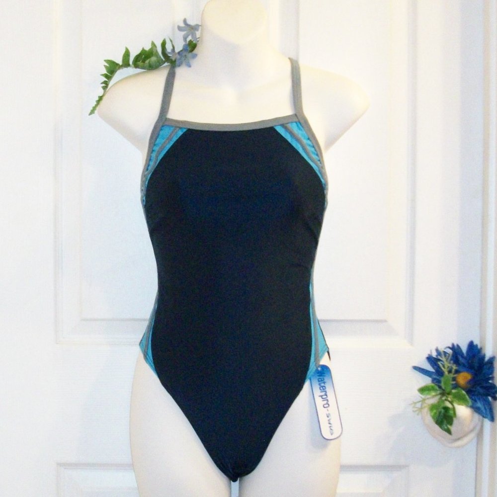 Waterpro Sz 30 Splice Thin Strap 1 Pc Swimsuit NWT